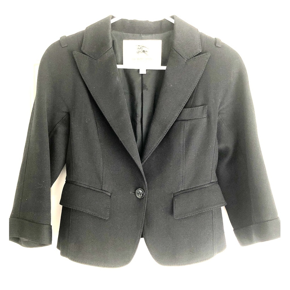 Black Textured Burberry Blazer